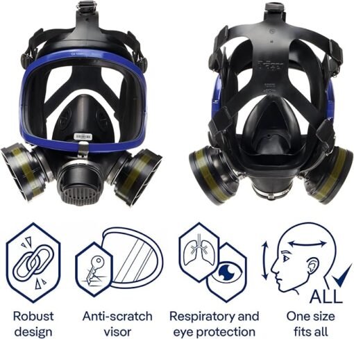 Dräger X-plore 5500 Full-Face Respirator Mask NIOSH Certified + 2x Gas Cartridge OV/AG/HF/FM/CD/AM/MA/HS | Eye and Respiratory Protection, Anti-Fog, 180° View - Image 10